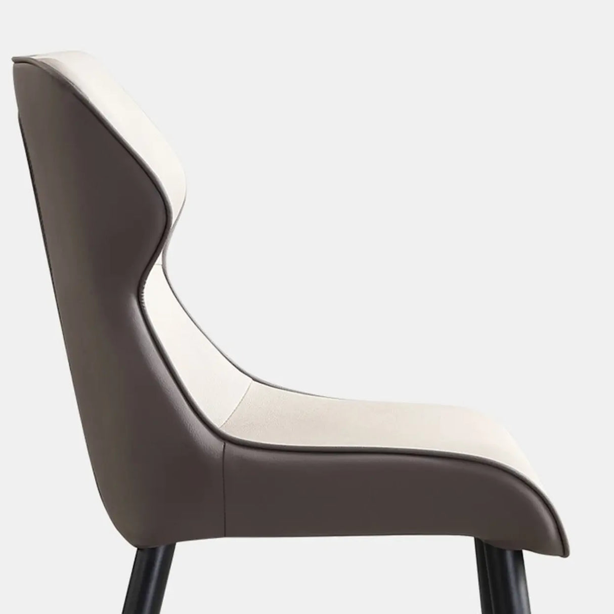 Wingback Leather Upholstered Armless Metal Dining Chair Image - 8