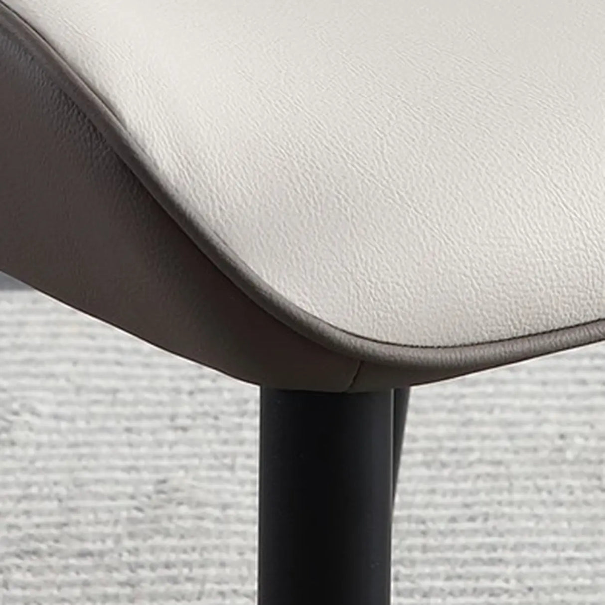 Wingback Leather Upholstered Armless Metal Dining Chair Image - 9