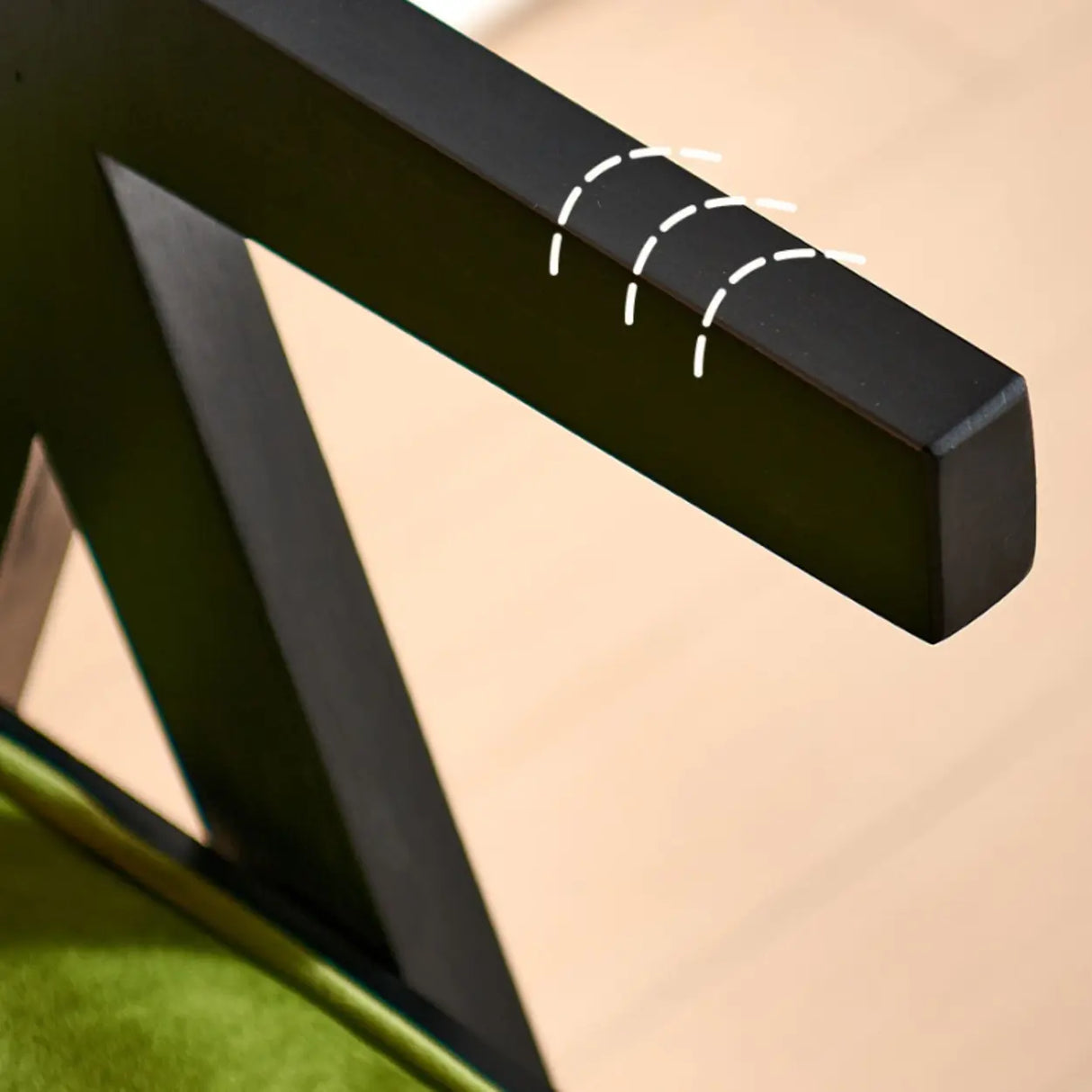 Wood Armchair Fabric Upholstered Dining Chair Green Image - 12