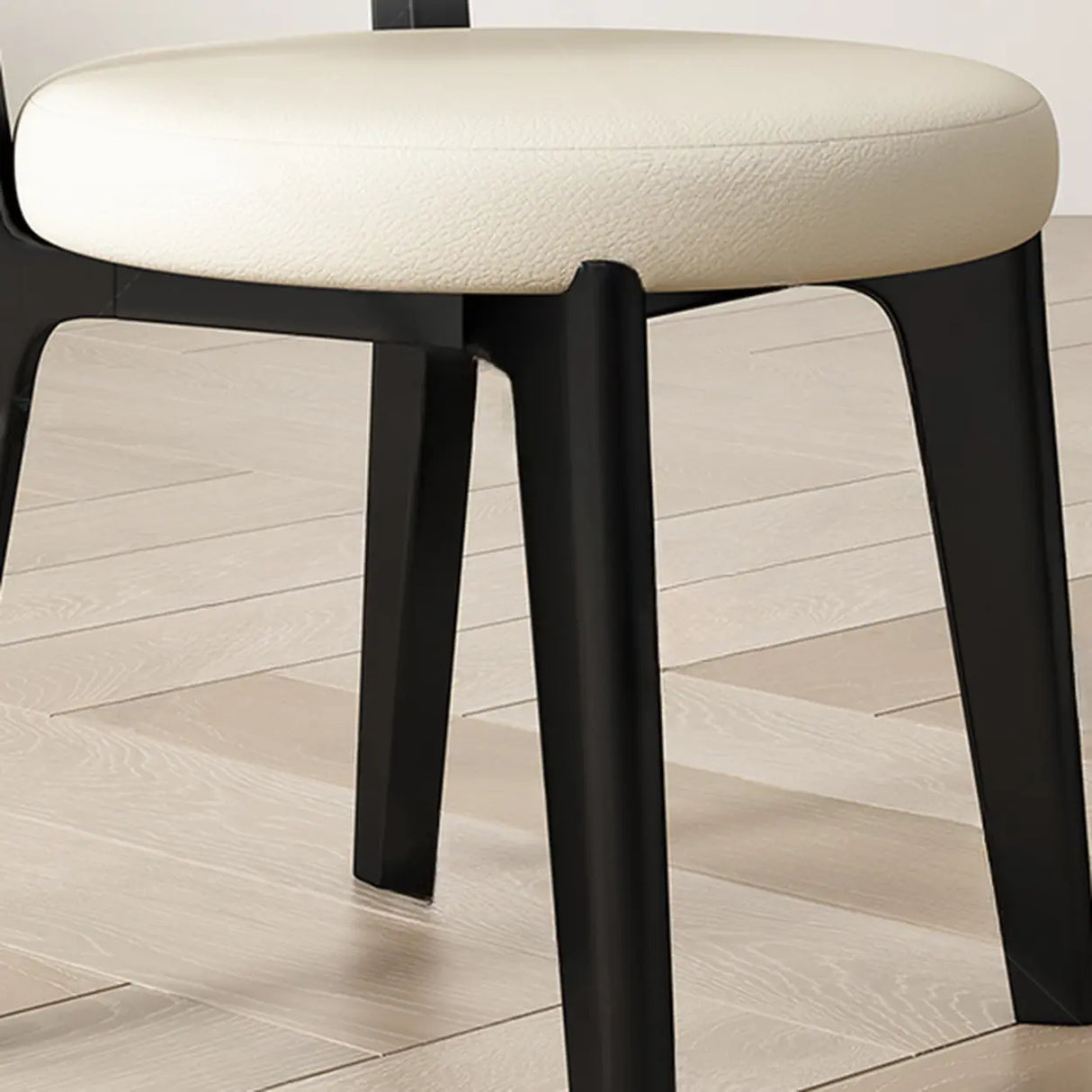 Wood Armless Faux Leather Curved Back Dining Chair Image - 16