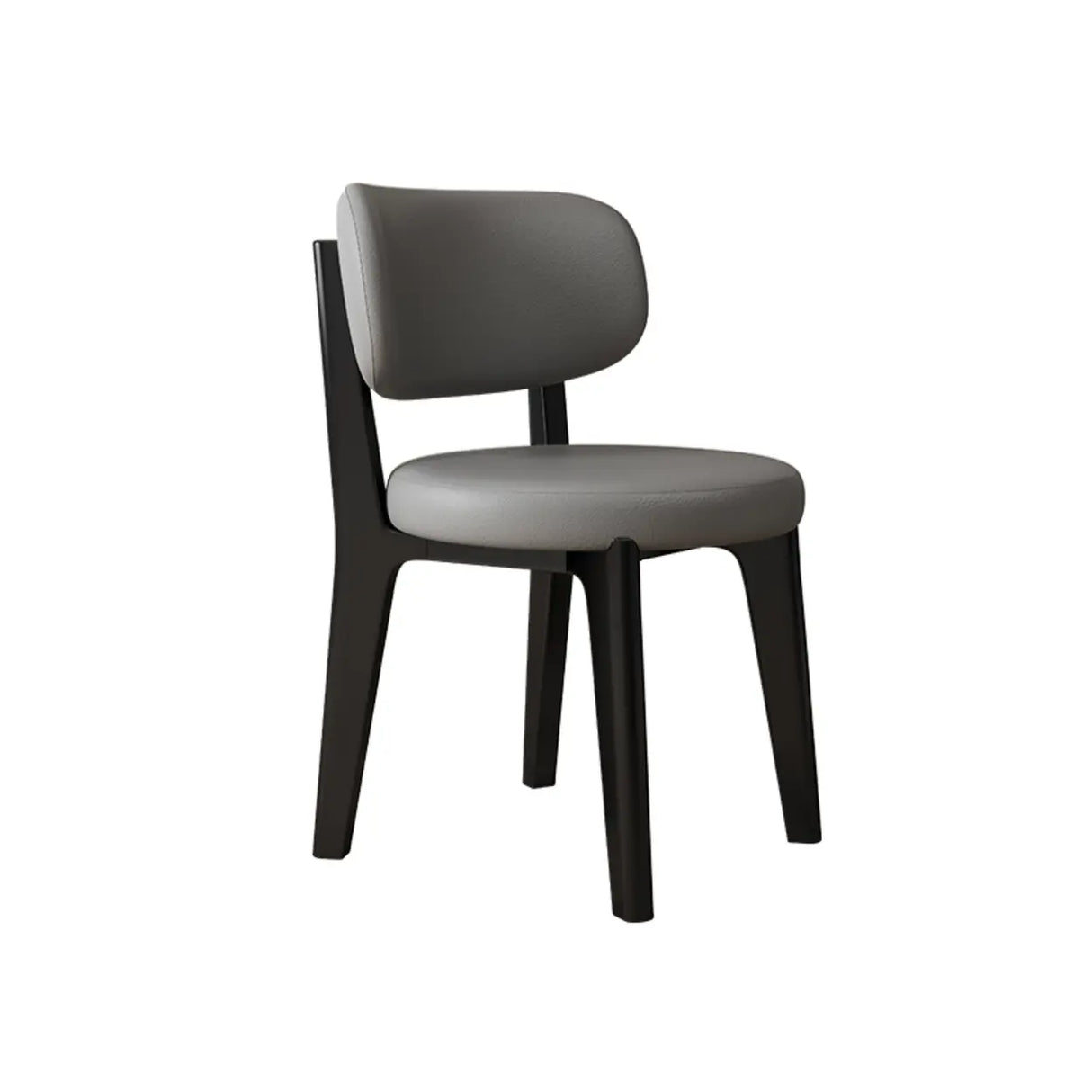 Wood Armless Faux Leather Curved Back Dining Chair Image - 7