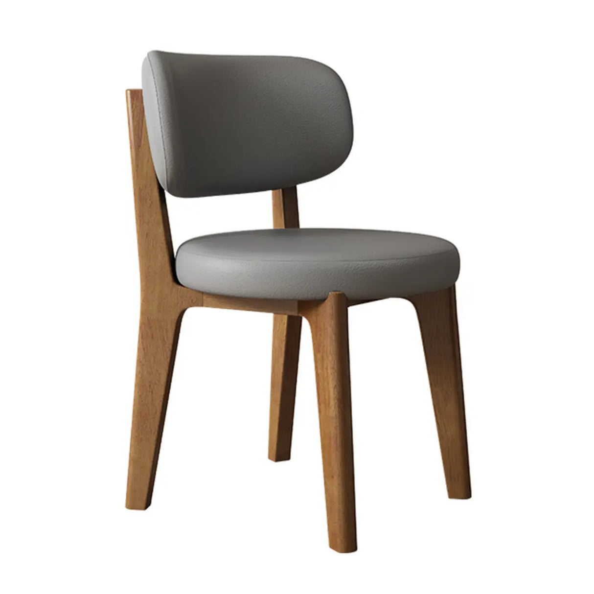 Wood Armless Faux Leather Curved Back Dining Chair Image - 2