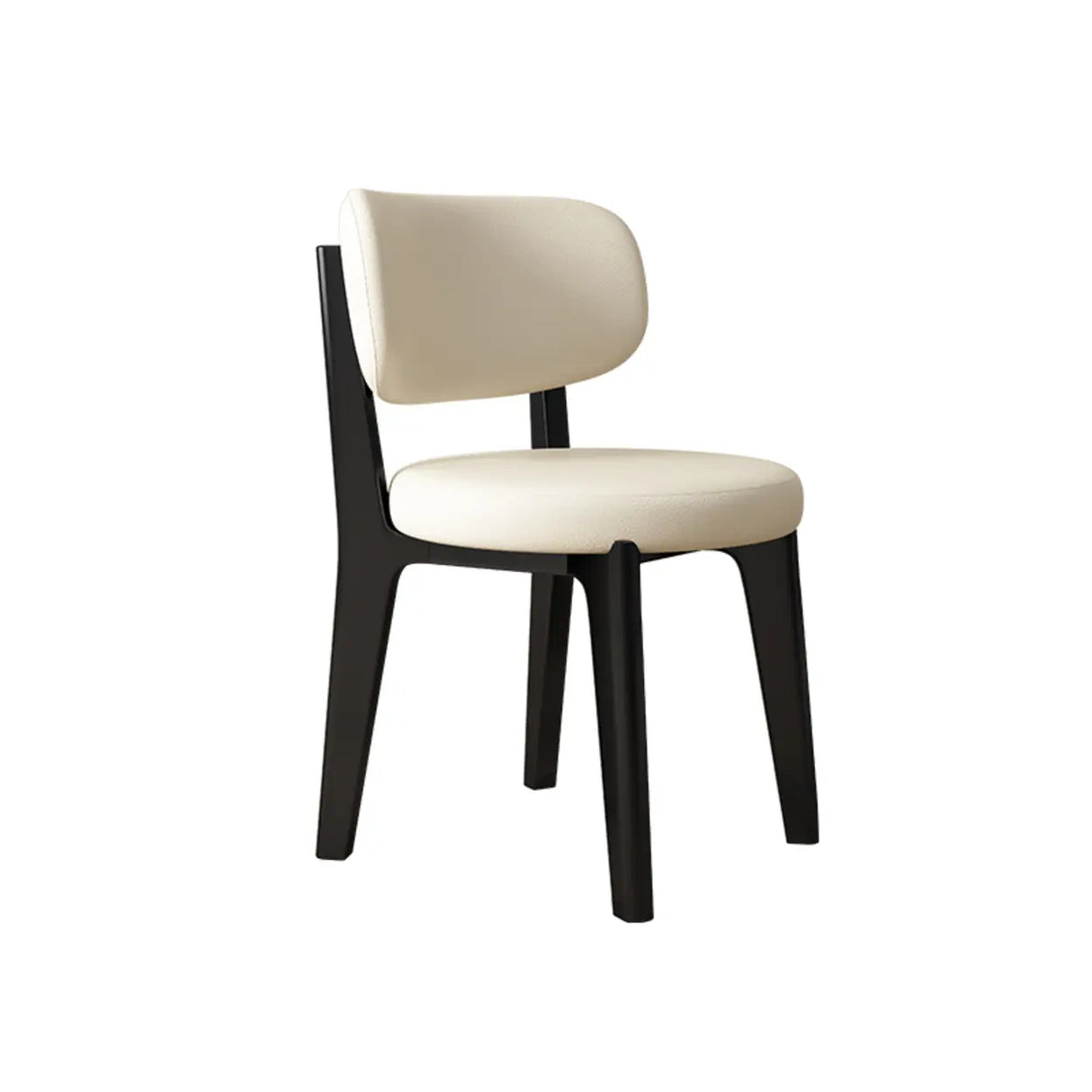 Wood Armless Faux Leather Curved Back Dining Chair Image - 3