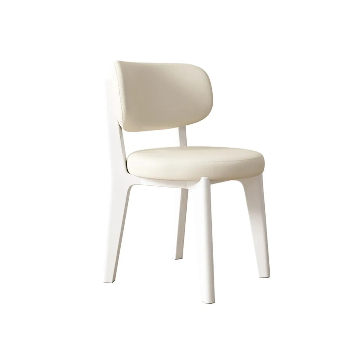 Wood Armless Faux Leather Curved Back Dining Chair Image - 9