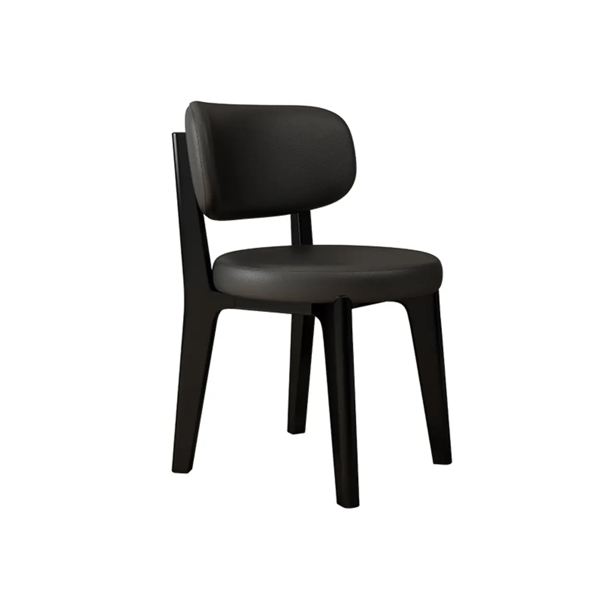 Wood Armless Faux Leather Curved Back Dining Chair Image - 5