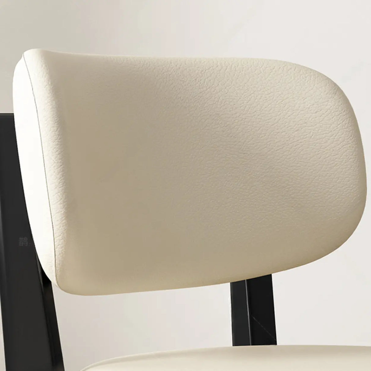 Wood Armless Faux Leather Curved Back Dining Chair Image - 10