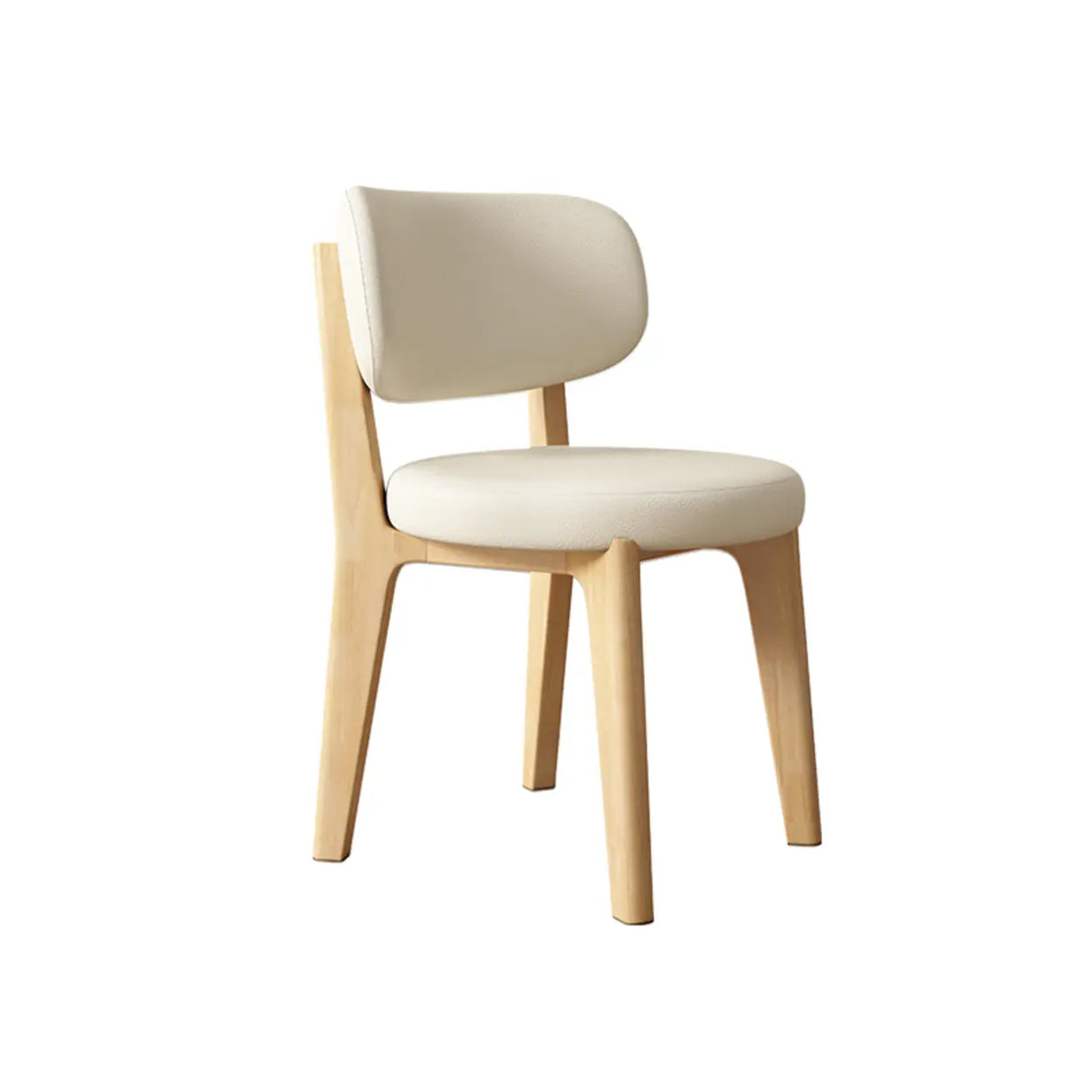 Wood Armless Faux Leather Curved Back Dining Chair Image - 11