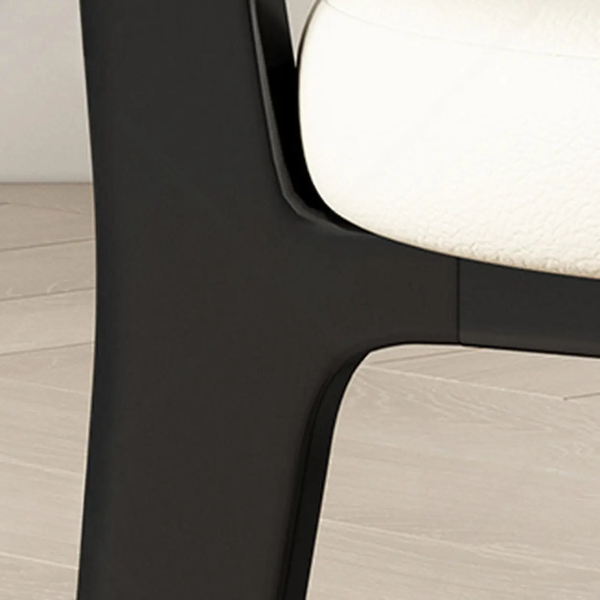 Wood Armless Faux Leather Curved Back Dining Chair Image - 12