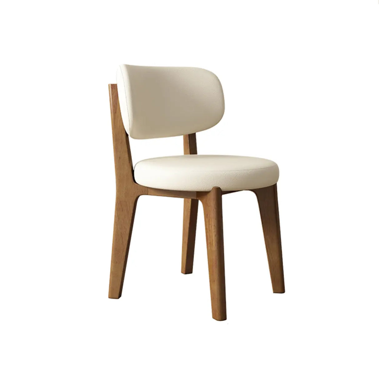 Wood Armless Faux Leather Curved Back Dining Chair Image - 13