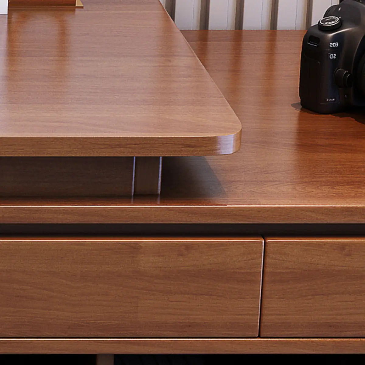 Wood Butcher Block Retractable Storage Computer Desk Image - 10