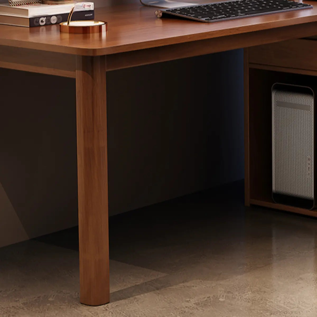Wood Butcher Block Retractable Storage Computer Desk Image - 11