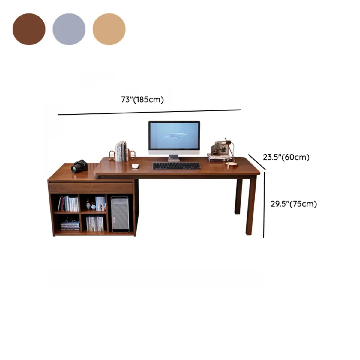Wood Butcher Block Retractable Storage Computer Desk Image - 16