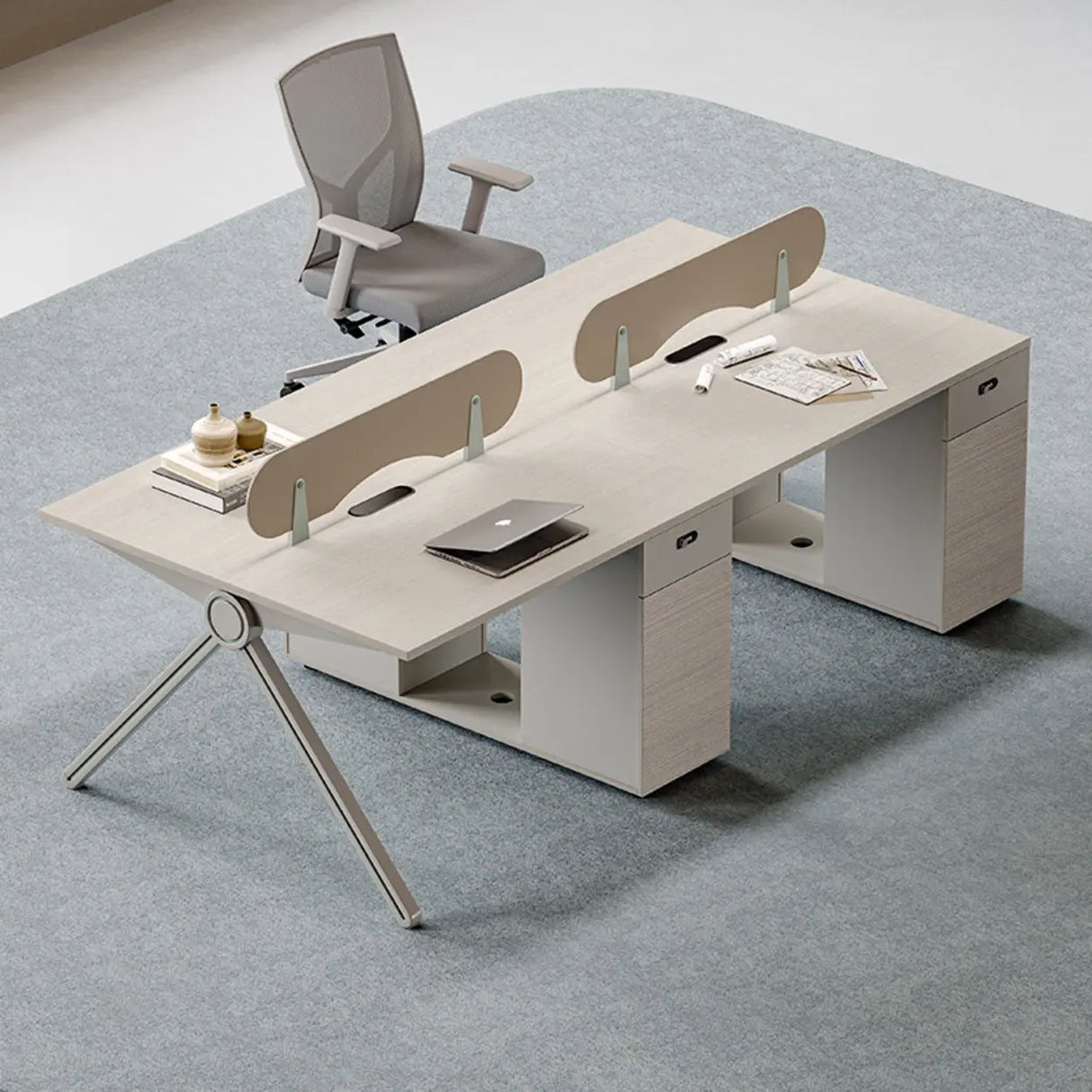 Wood Cabinet Exterior Shelf Dividers Computer Desk Image - 1