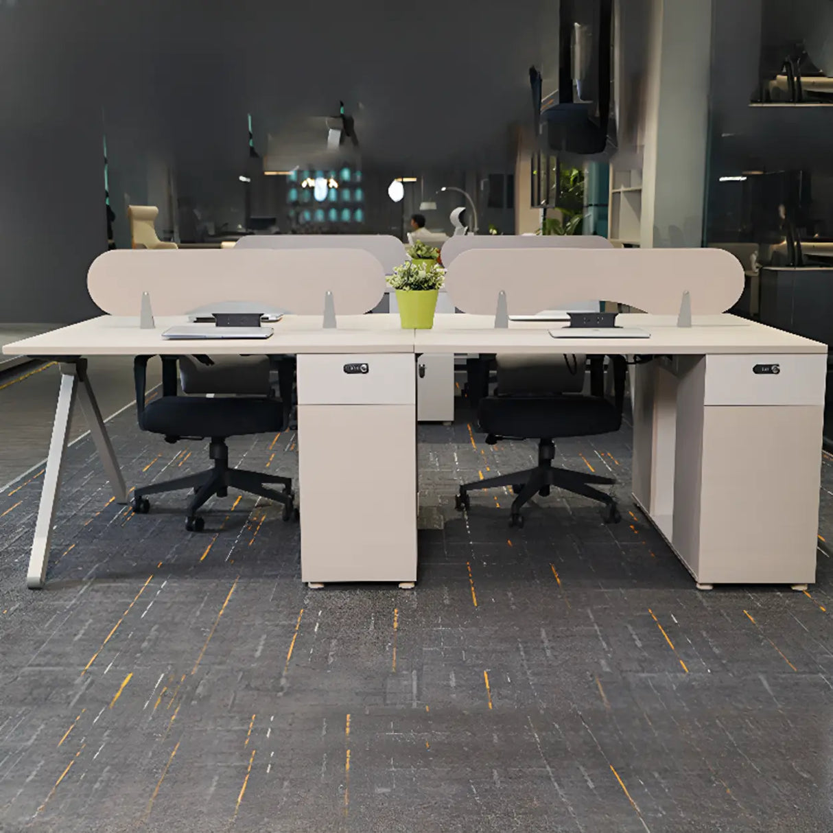 Wood Cabinet Exterior Shelf Dividers Computer Desk Image - 3