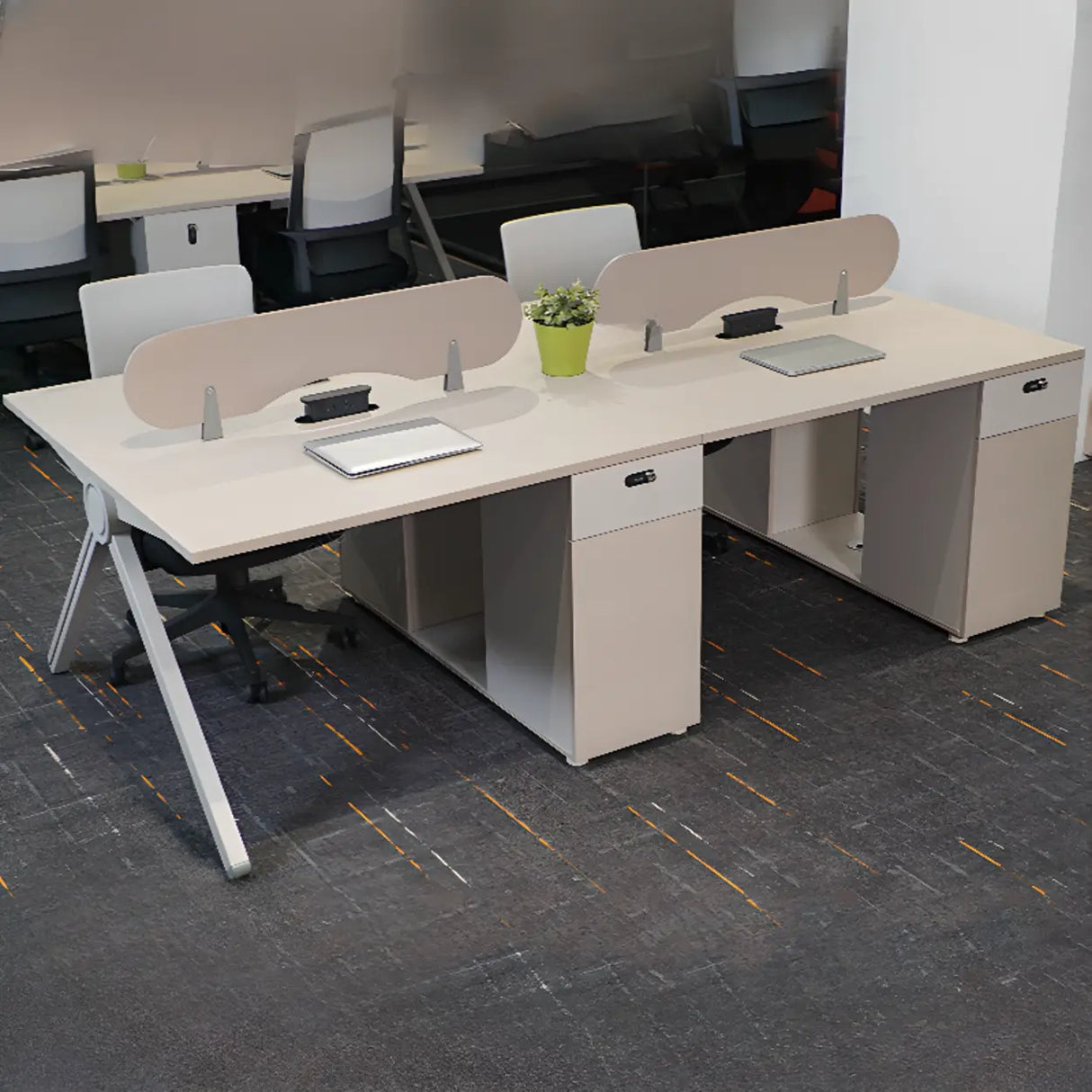 Wood Cabinet Exterior Shelf Dividers Computer Desk Image - 5