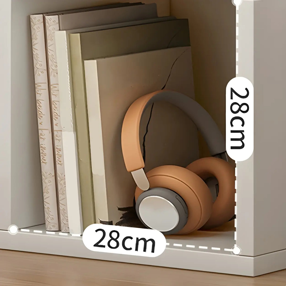 Wood Closed Back Horizontal Compact Storage Bookcase Image - 12