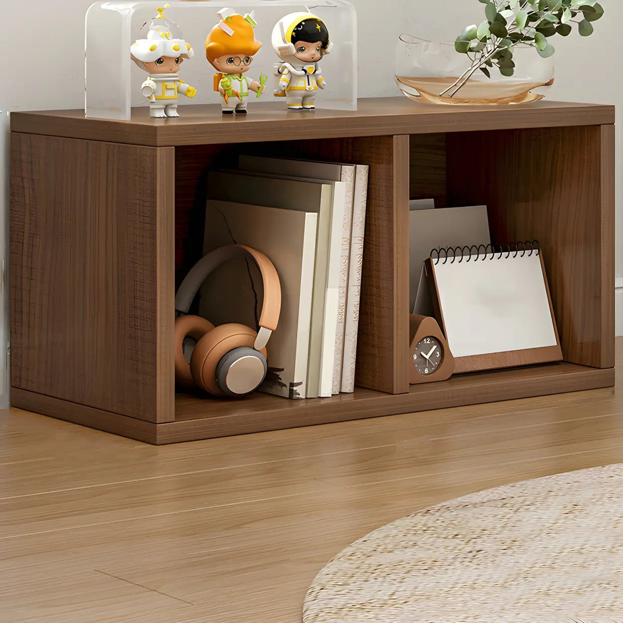 Wood Closed Back Horizontal Compact Storage Bookcase Image - 13