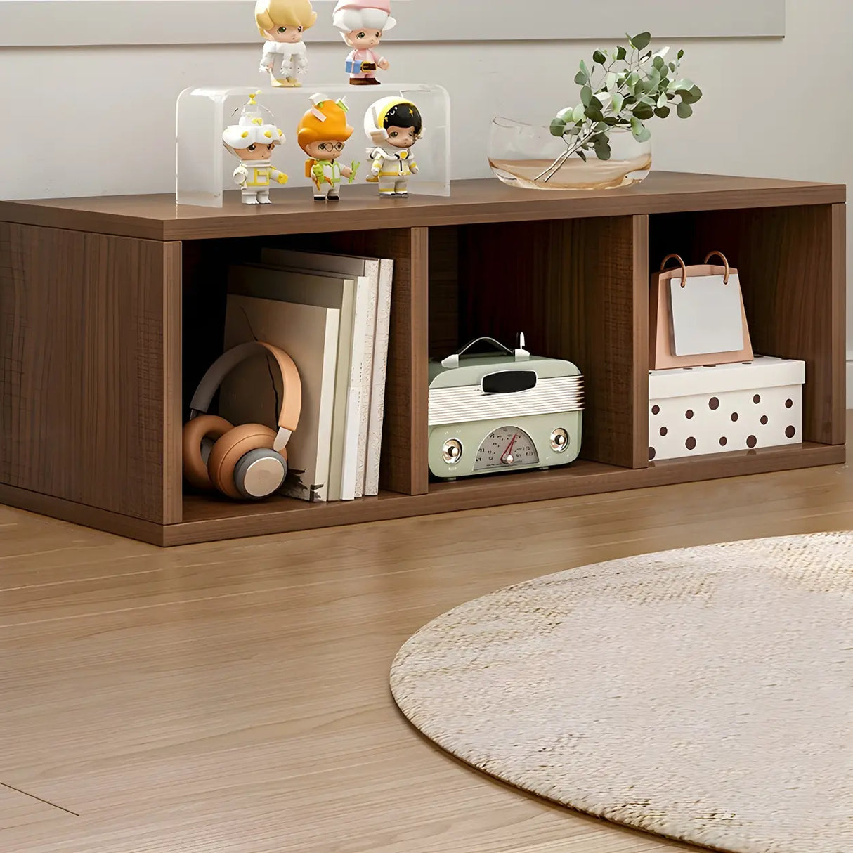 Wood Closed Back Horizontal Compact Storage Bookcase Image - 15