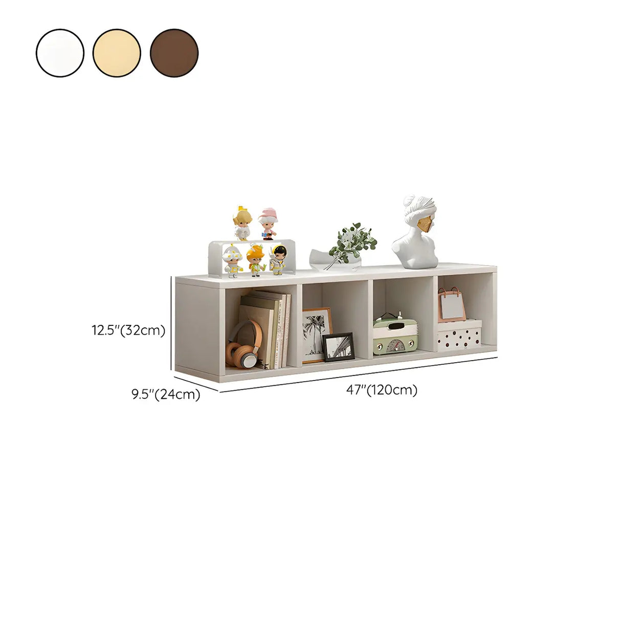 Wood Closed Back Horizontal Compact Storage Bookcase Image - 20