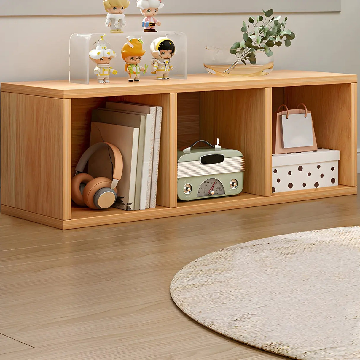 Wood Closed Back Horizontal Compact Storage Bookcase Image - 4