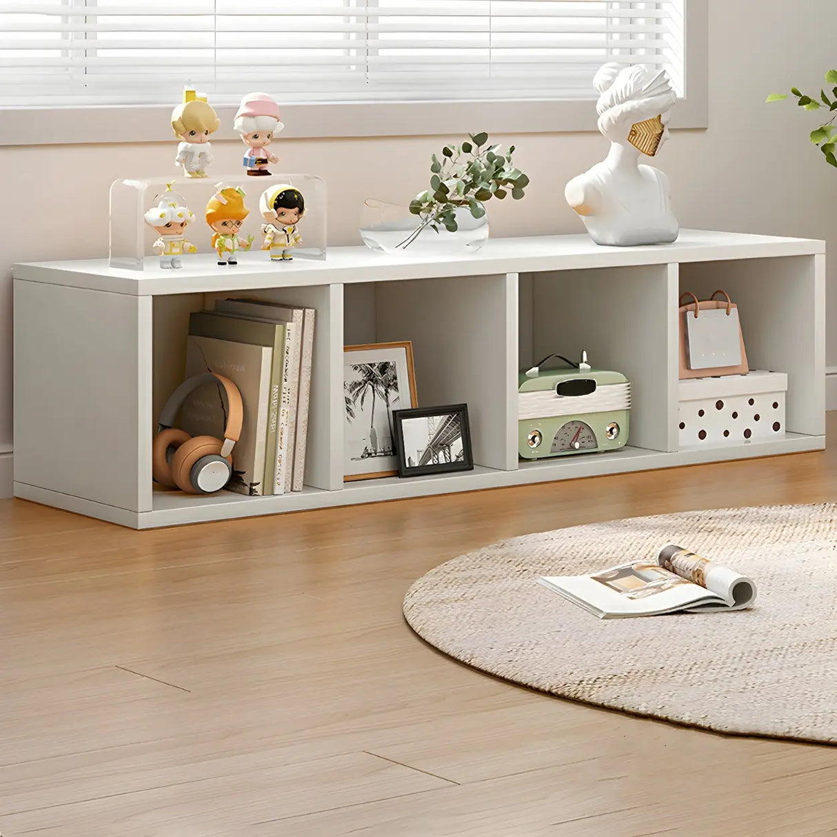 Wood Closed Back Horizontal Compact Storage Bookcase Image - 8
