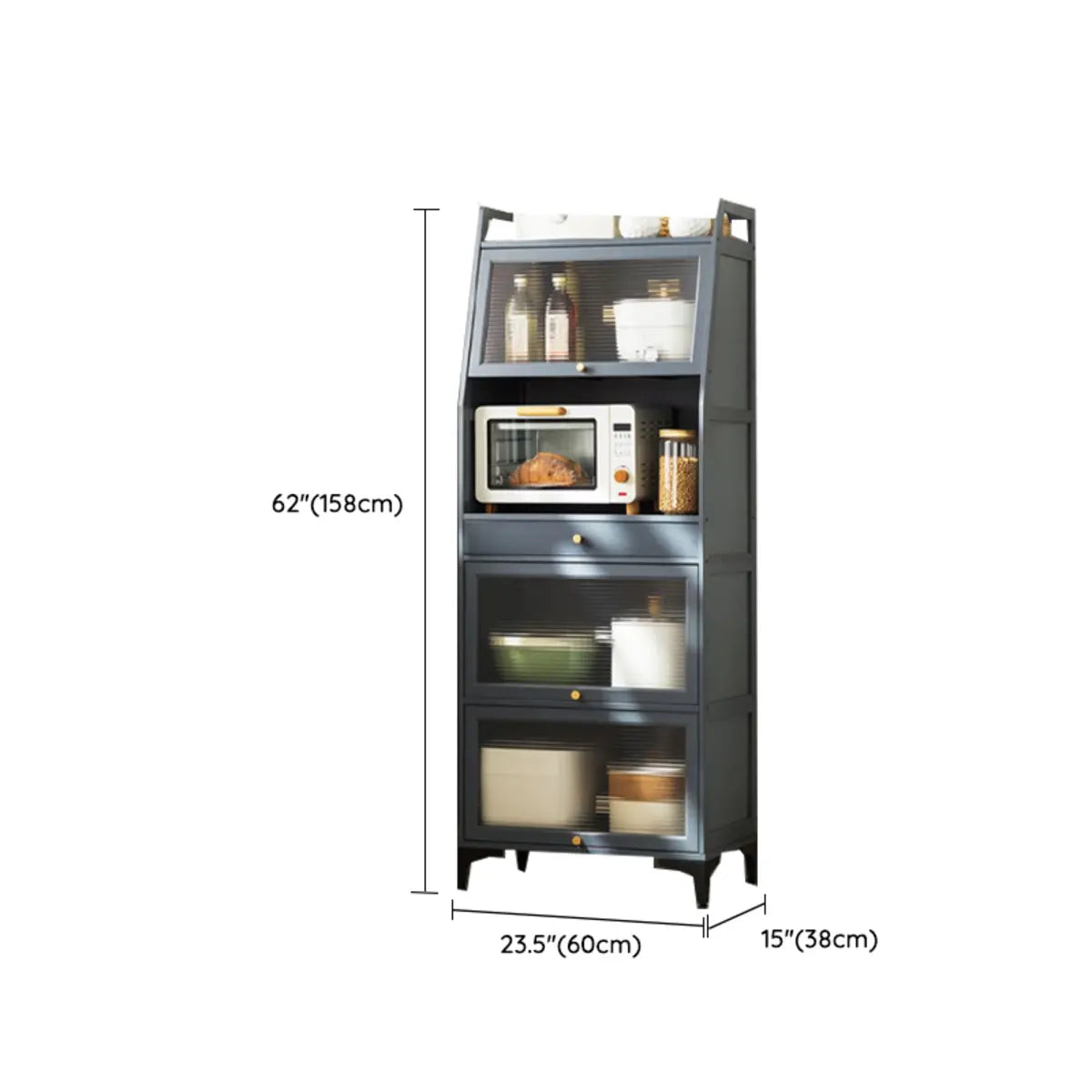 Wood Dining Room Grey Standard Storage China Cabinet