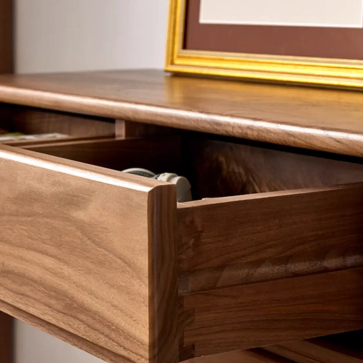 Wood Espresso Large Console Table with Drawers Image - 11