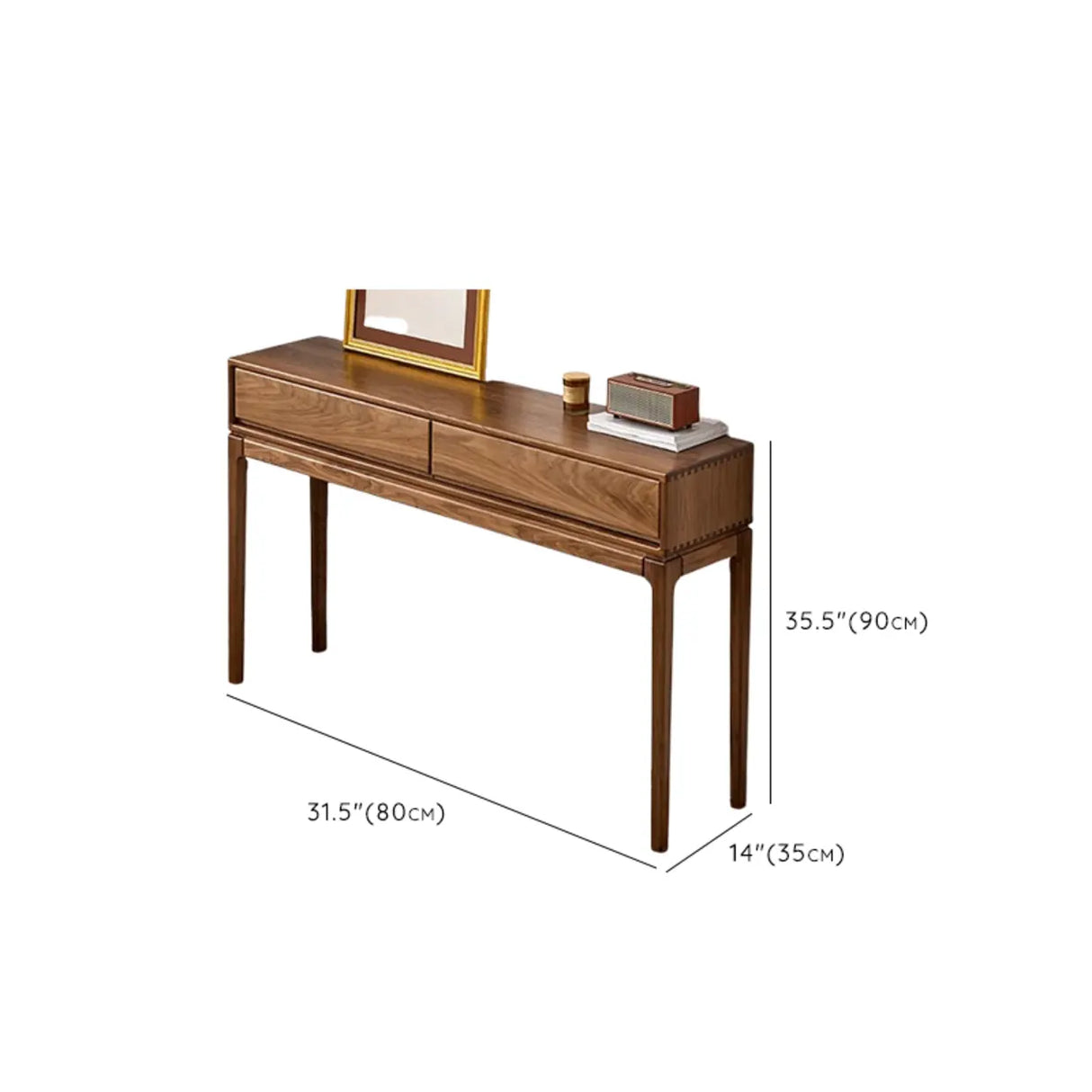 Wood Espresso Large Console Table with Drawers