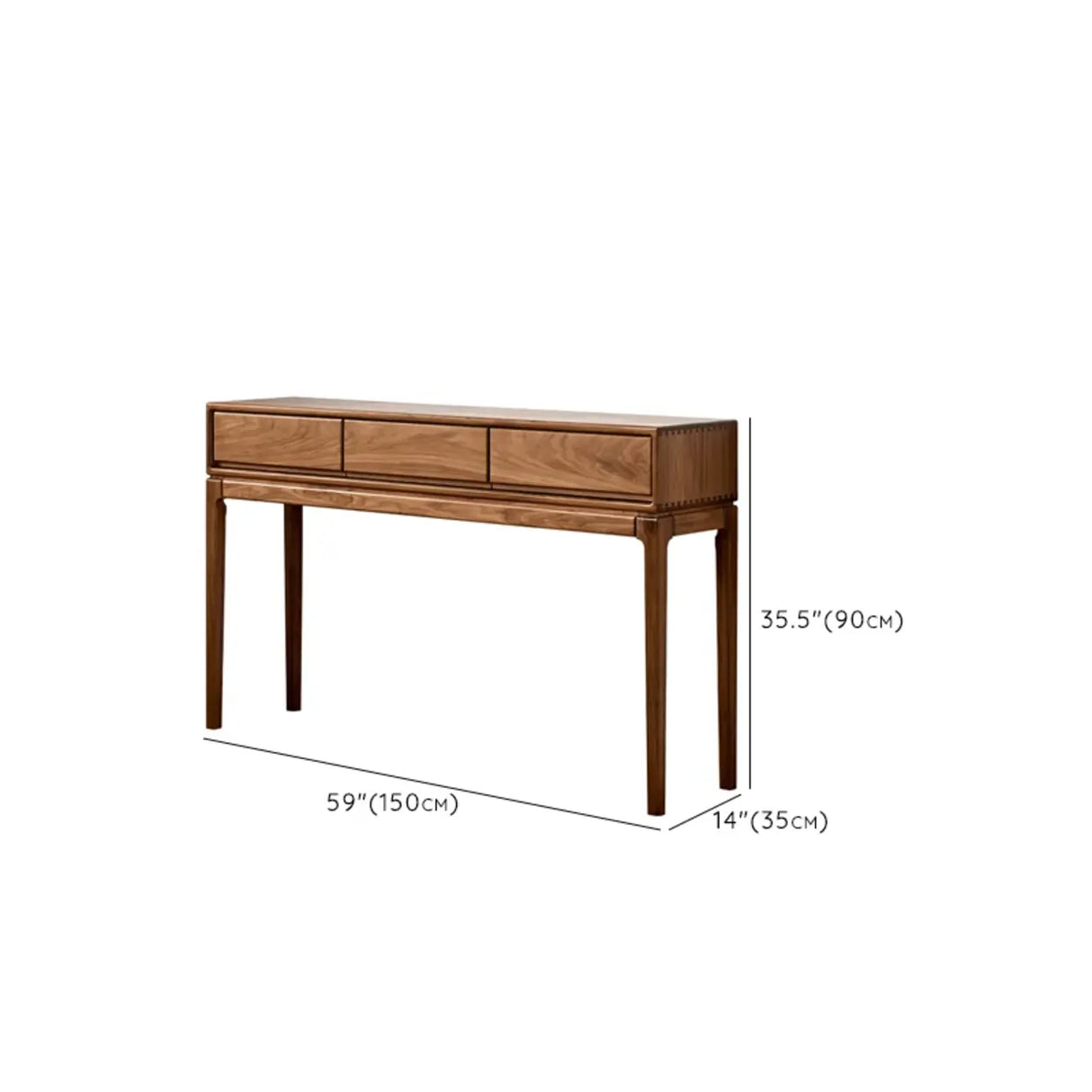 Wood Espresso Large Console Table with Drawers Image - 16