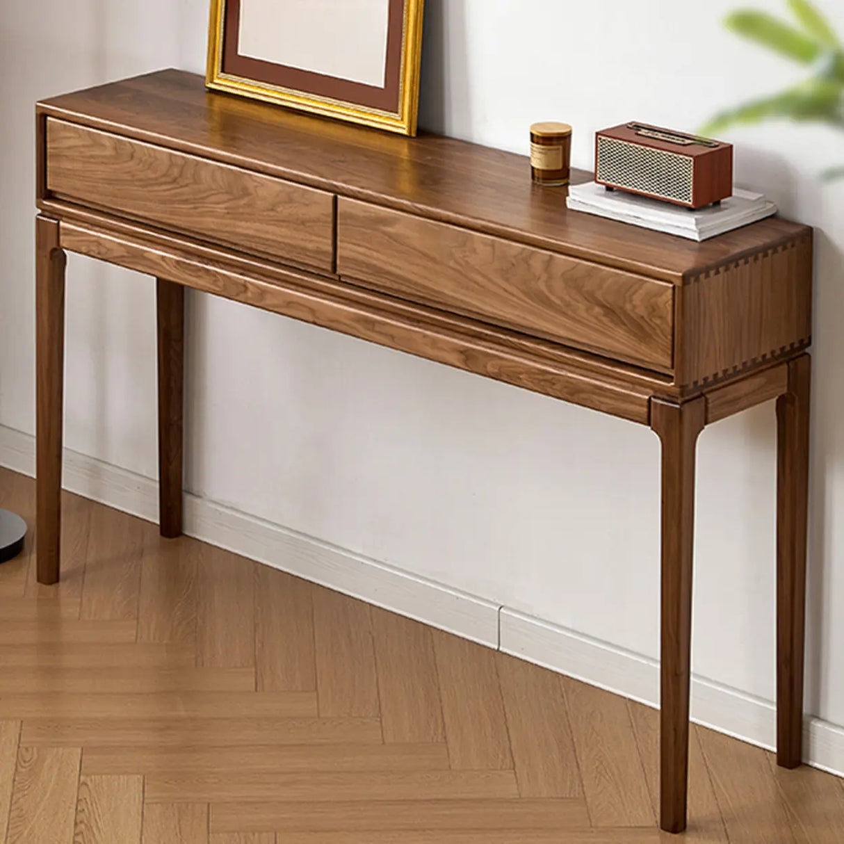 Wood Espresso Large Console Table with Drawers Image - 2