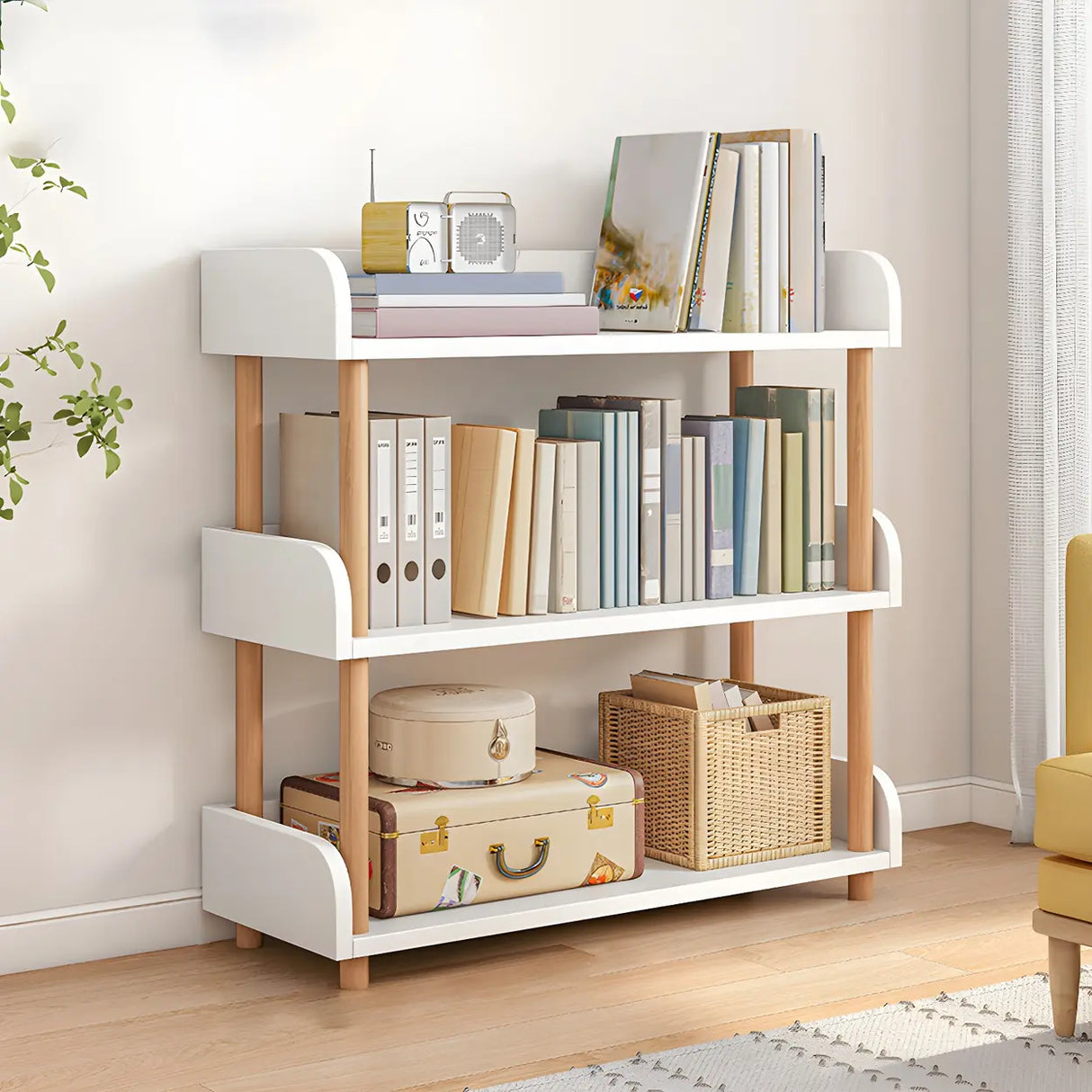 Wood Etagere Vertical Open Back Casual Display Bookcase Image - 10