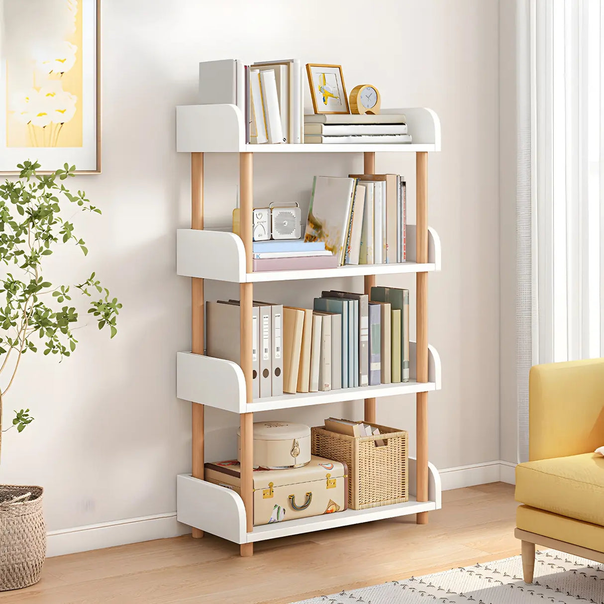Wood Etagere Vertical Open Back Casual Display Bookcase Image - 15