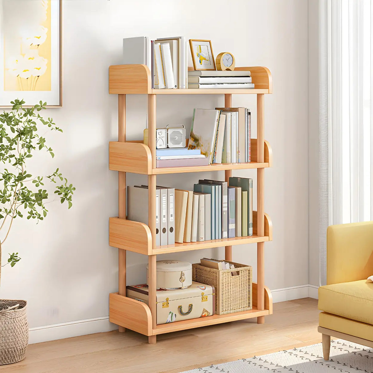 Wood Etagere Vertical Open Back Casual Display Bookcase Image - 17