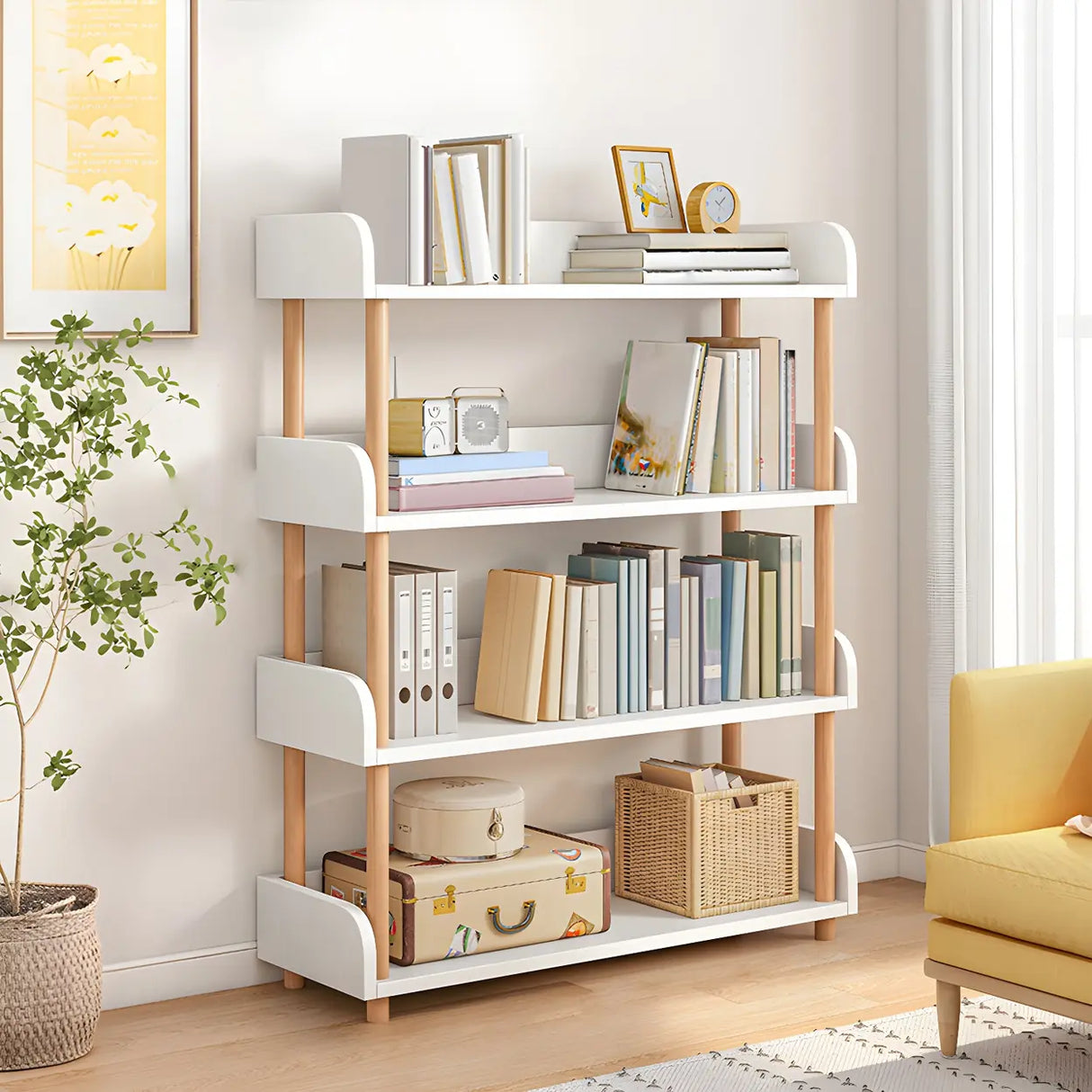 Wood Etagere Vertical Open Back Casual Display Bookcase Image - 19