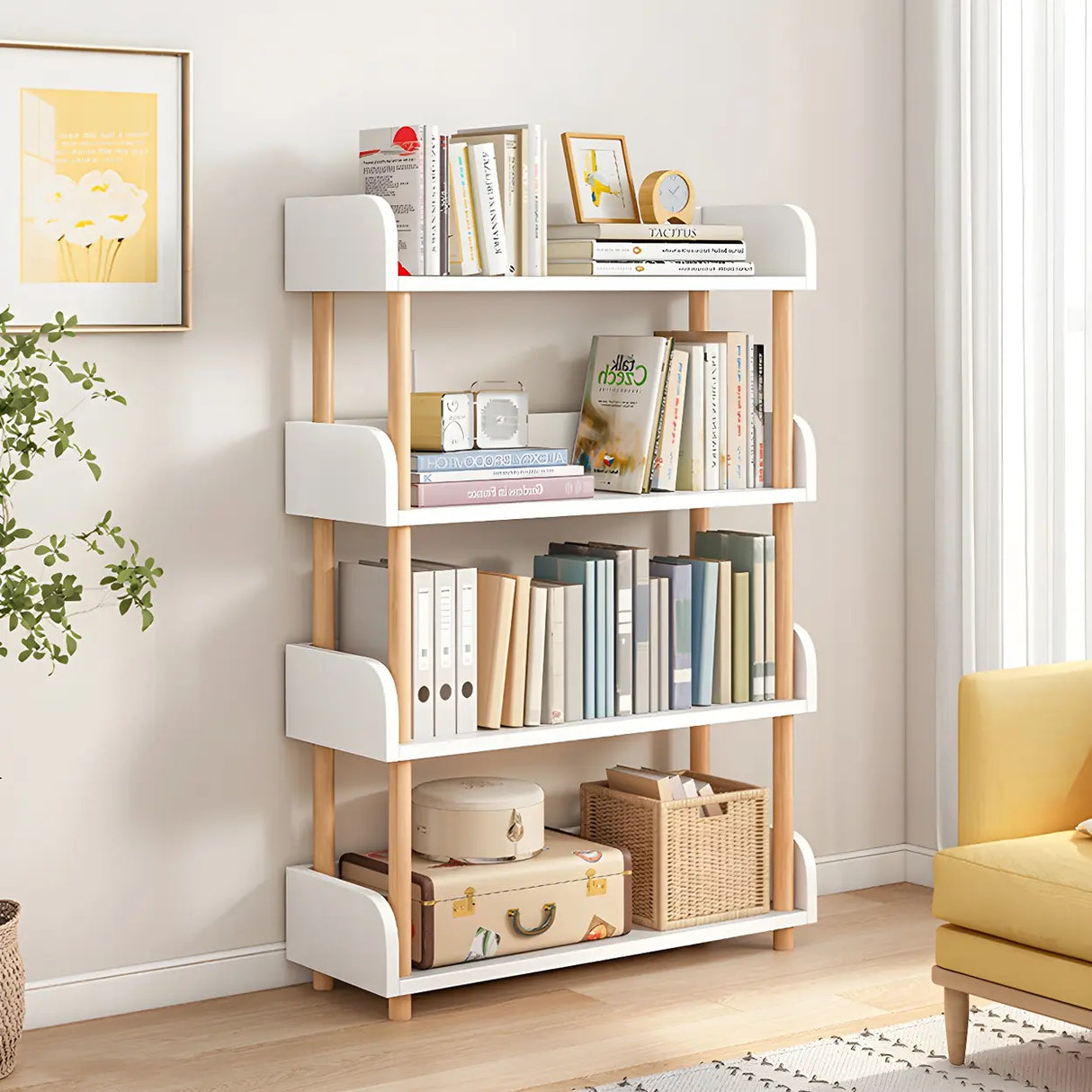 Wood Etagere Vertical Open Back Casual Display Bookcase Image - 20