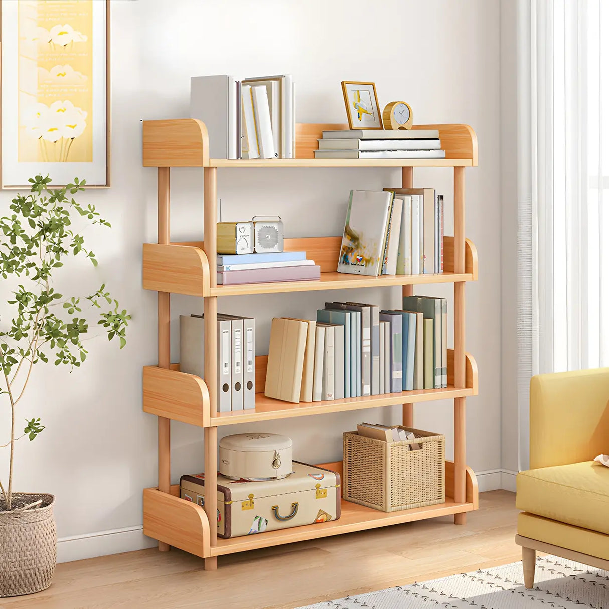 Wood Etagere Vertical Open Back Casual Display Bookcase Image - 21