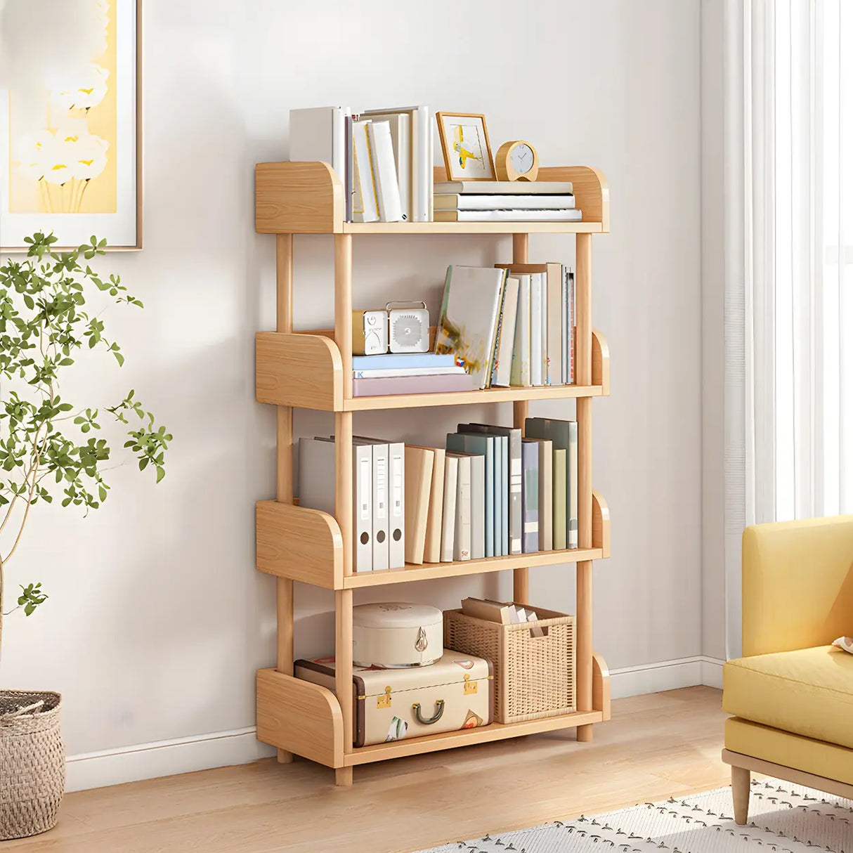 Wood Etagere Vertical Open Back Casual Display Bookcase Image - 24