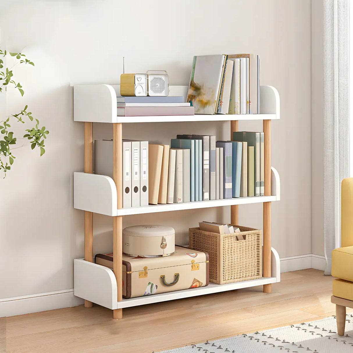 Wood Etagere Vertical Open Back Casual Display Bookcase Image - 25