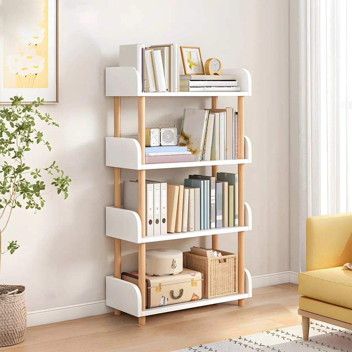 Wood Etagere Vertical Open Back Casual Display Bookcase Image - 26