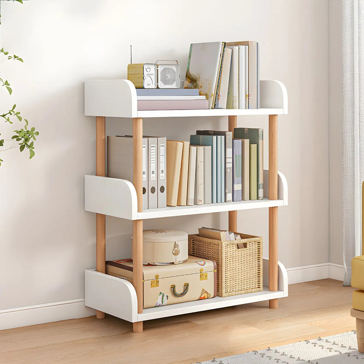 Wood Etagere Vertical Open Back Casual Display Bookcase Image - 27