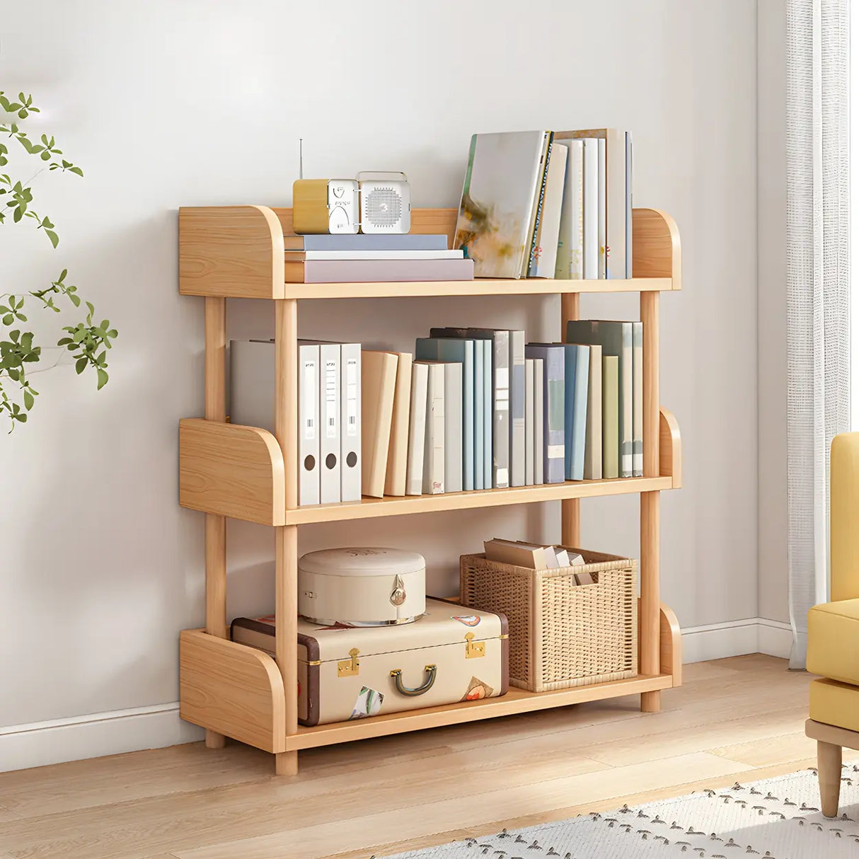 Wood Etagere Vertical Open Back Casual Display Bookcase Image - 28