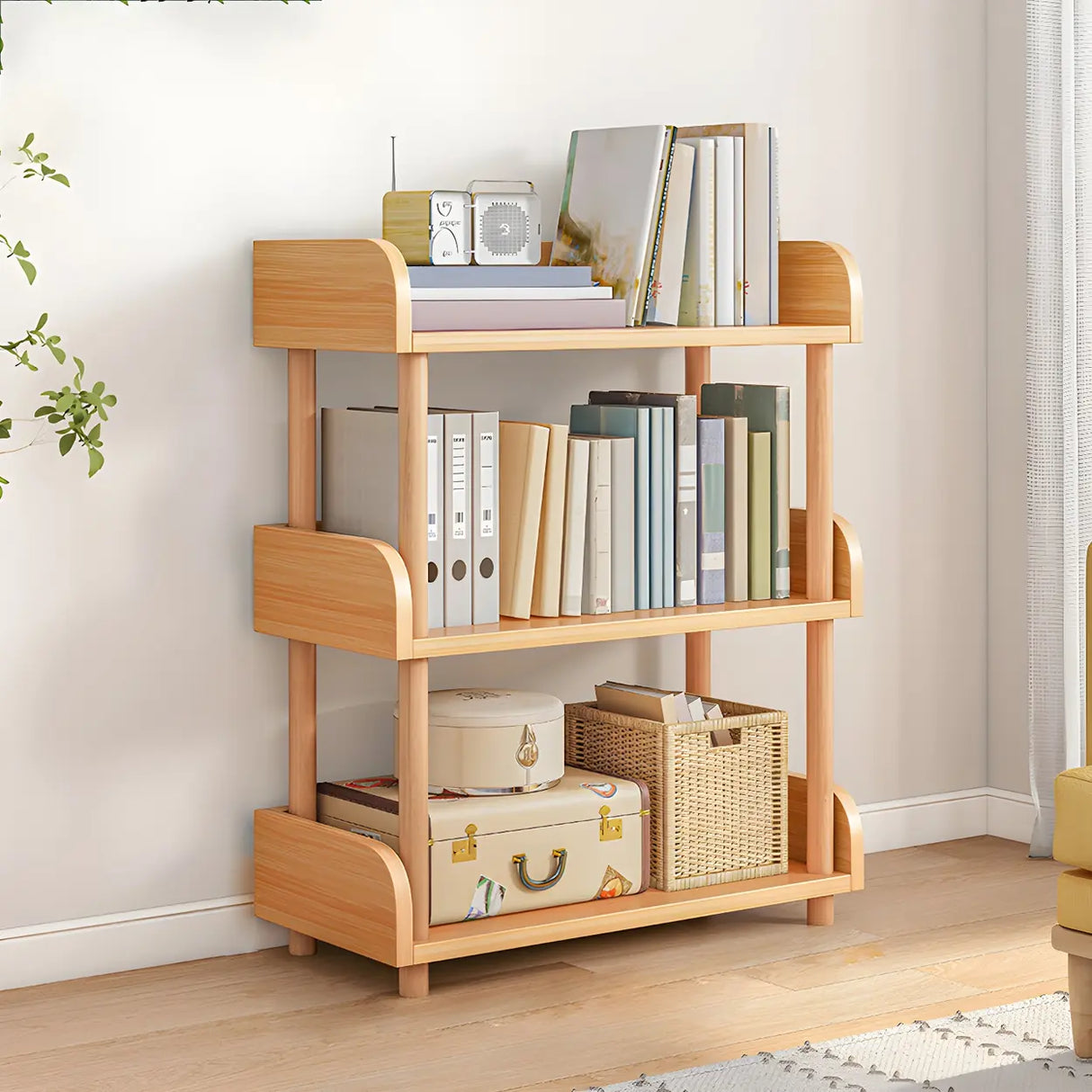 Wood Etagere Vertical Open Back Casual Display Bookcase Image - 2