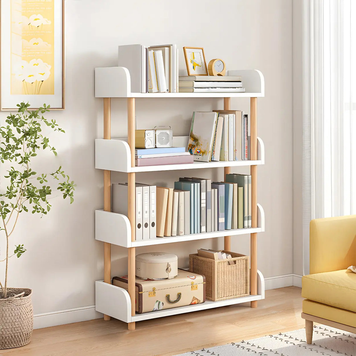 Wood Etagere Vertical Open Back Casual Display Bookcase Image - 30