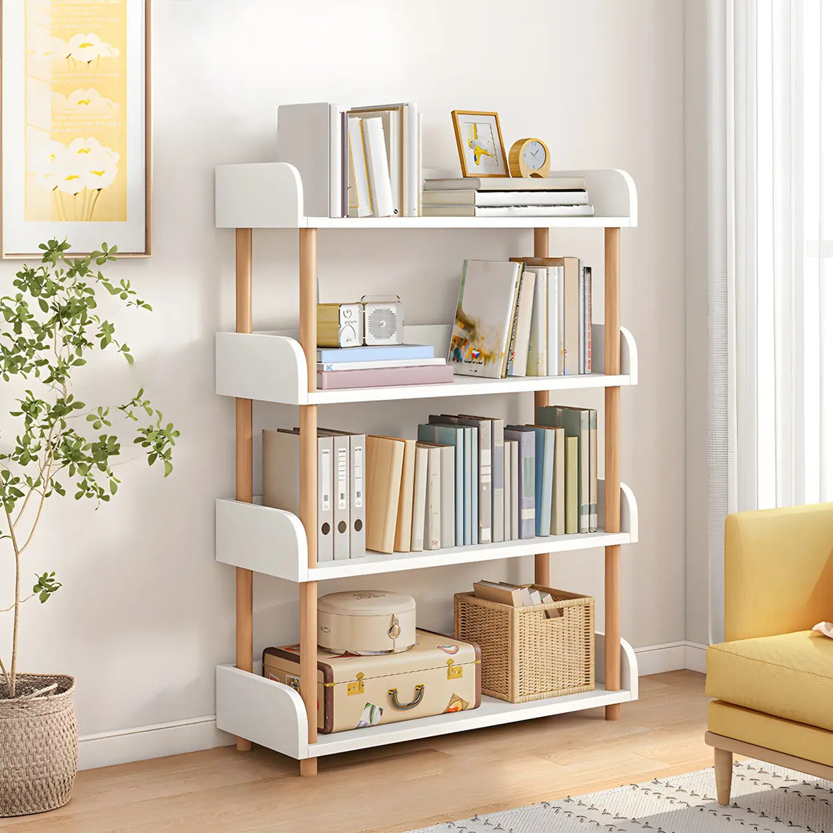 Wood Etagere Vertical Open Back Casual Display Bookcase Image - 31