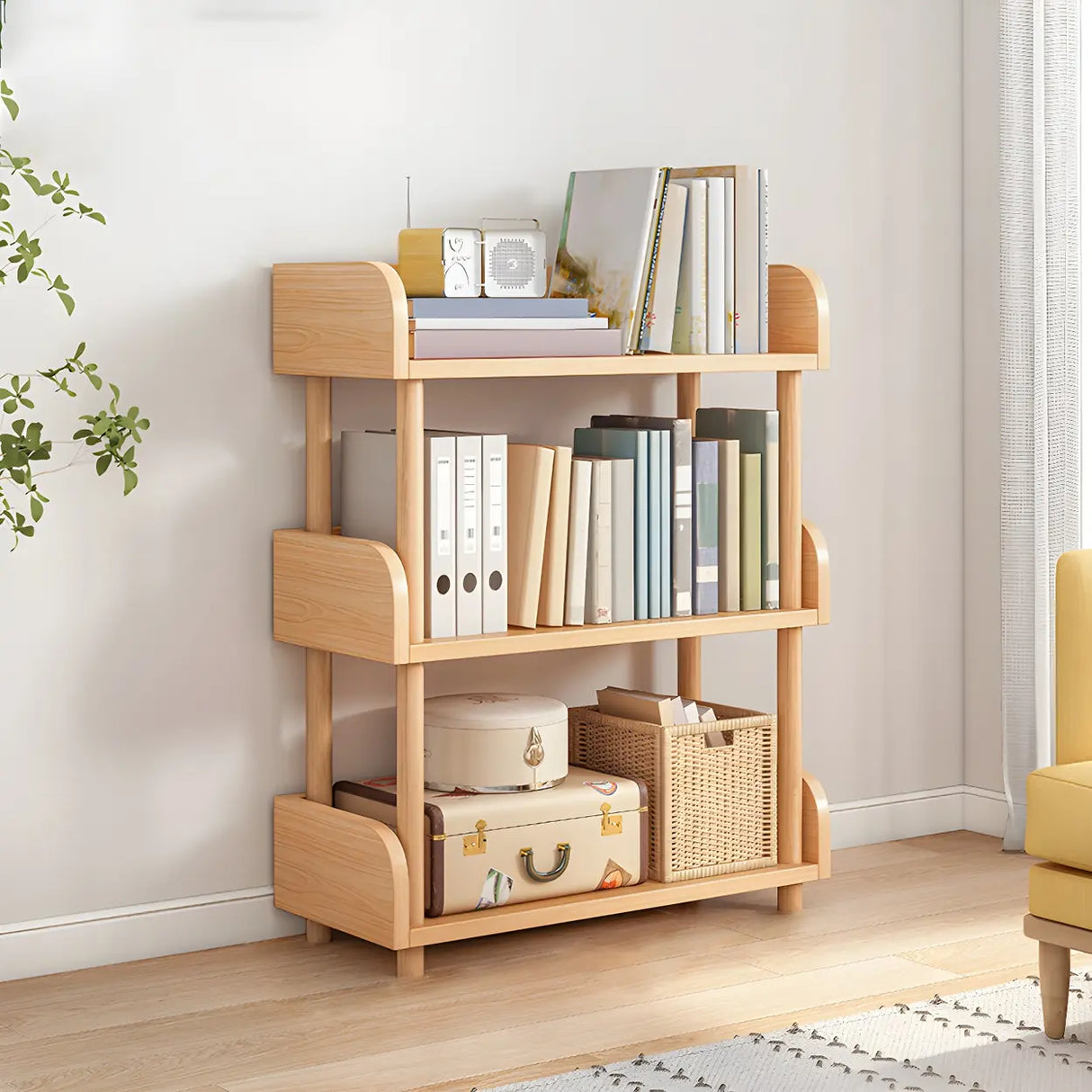 Wood Etagere Vertical Open Back Casual Display Bookcase Image - 32