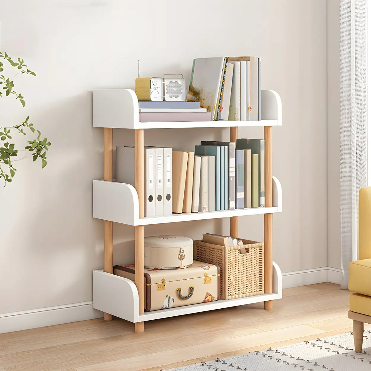 Wood Etagere Vertical Open Back Casual Display Bookcase Image - 33