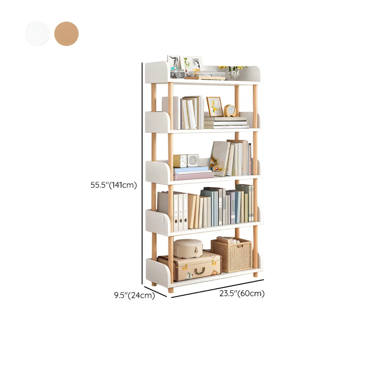 Wood Etagere Vertical Open Back Casual Display Bookcase Image - 39