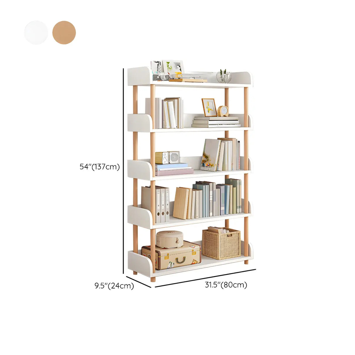 Wood Etagere Vertical Open Back Casual Display Bookcase Image - 42