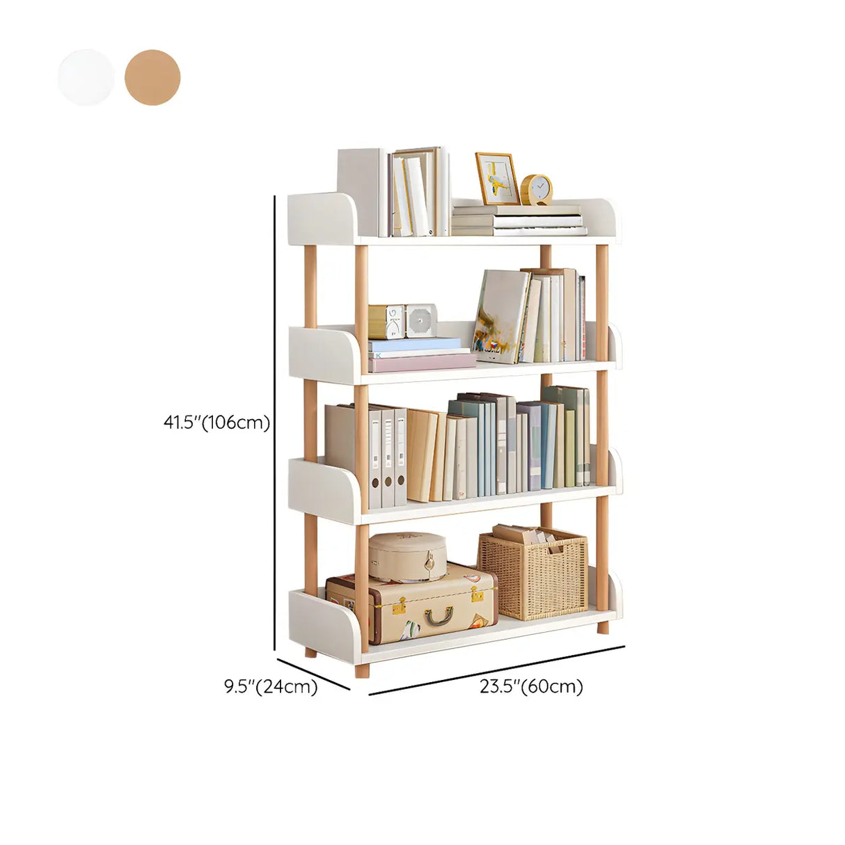 Wood Etagere Vertical Open Back Casual Display Bookcase Image - 43