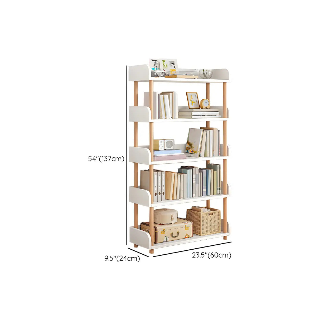 Wood Etagere Vertical Open Back Casual Display Bookcase Image - 44